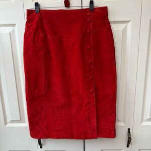 Vintage Leather by Wilsons Suede Midi Button Down Skirt Women’s size 16